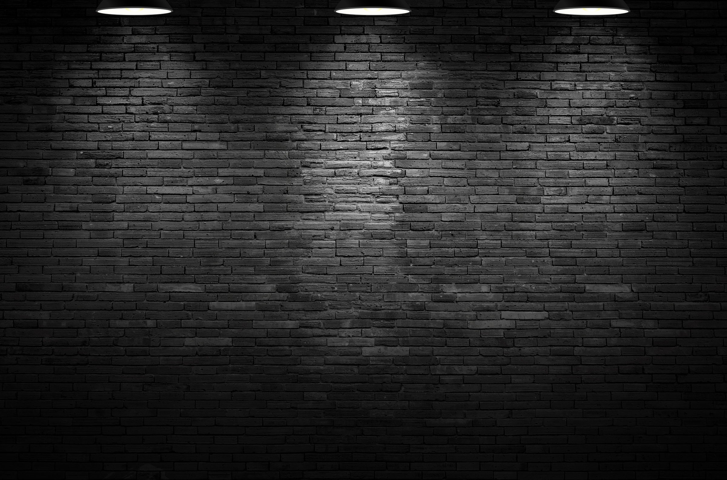 Black Brick Wall Room Background with Lights